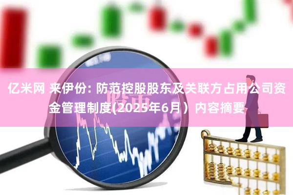 亿米网 来伊份: 防范控股股东及关联方占用公司资金管理制度(2025年6月）内容摘要